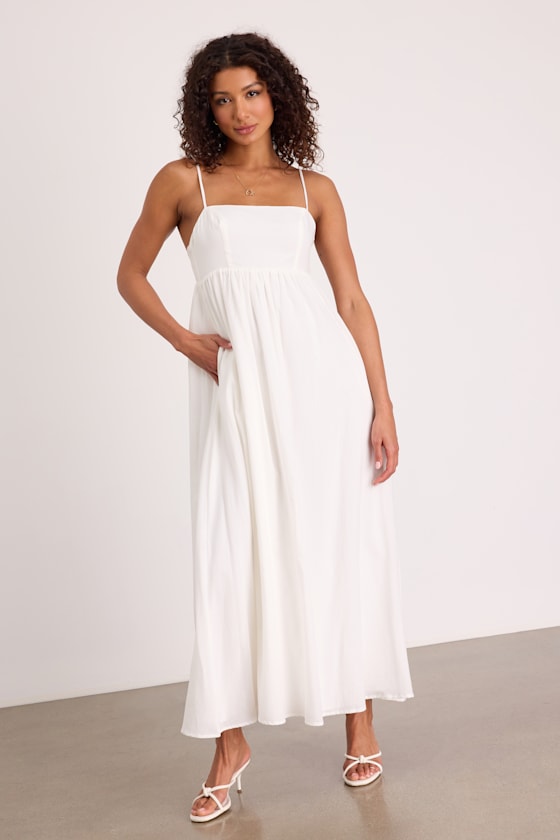 Janie Black and White Color Block Backless Maxi Dress #Color_White