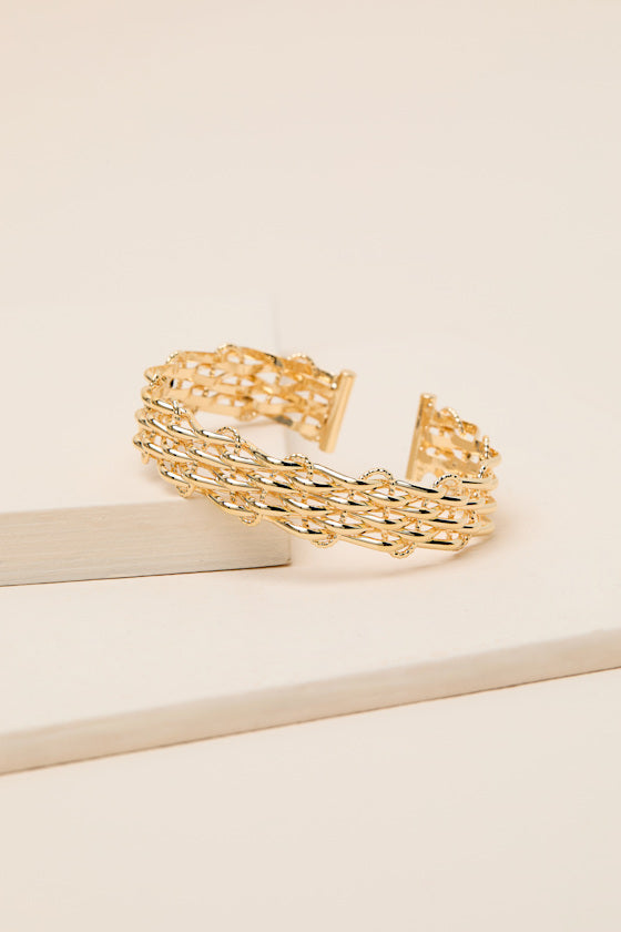 Mira 14KT Gold Woven Cuff Bracelet