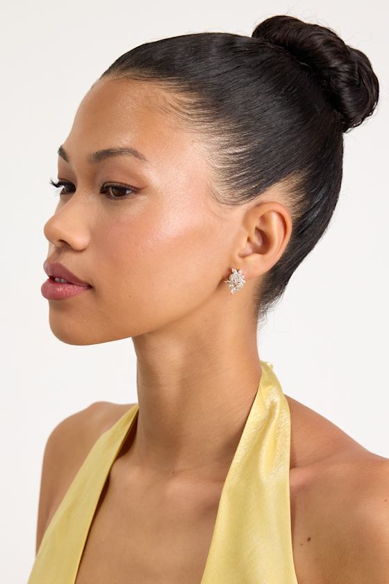 Martha 14KT Gold Rhinestone Stud Earrings