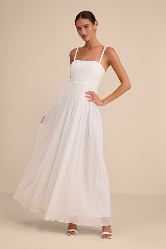Alana White Textured Sleeveless Maxi Dress #Color_White