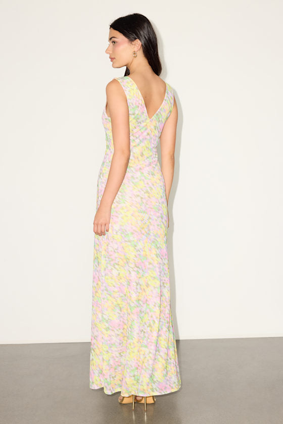 Earhart Black Multi Floral Mesh Maxi Dress