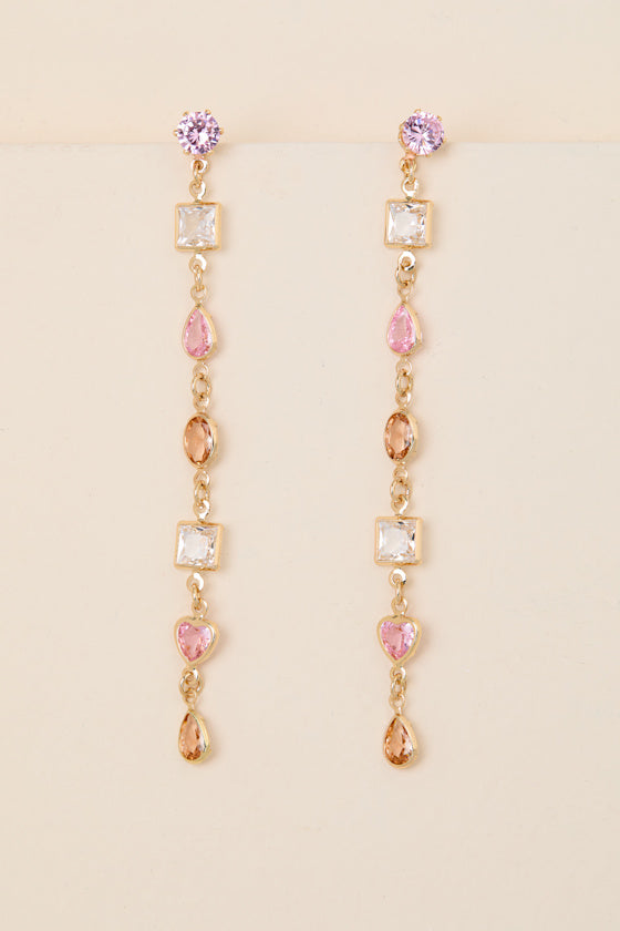 Kemi Gold Multi Rhinestone Drop Earrings
