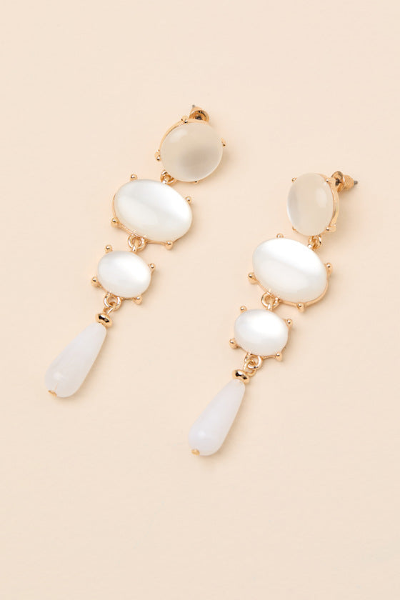 Ruiz White Beaded Drop Earrings #Color_White