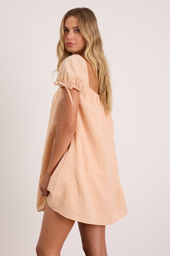 Mirela White Textured Shift Mini Dress