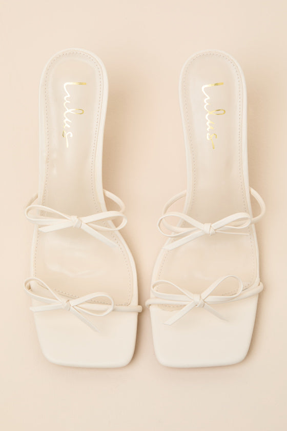 Serinda Bone Strappy Bow High Heel Slide Sandals #Color_Bone