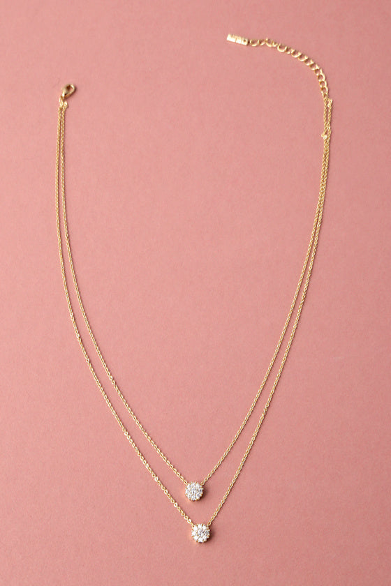 Incantation Gold Rhinestone Layered Necklace #Color_Gold