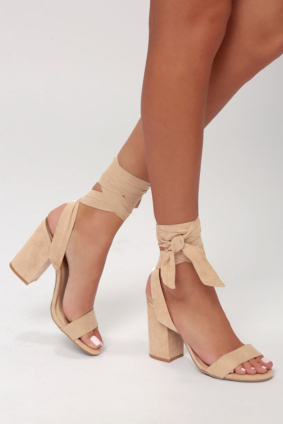 Alta Light Nude Suede Lace-Up Heels #Color_Light Nude