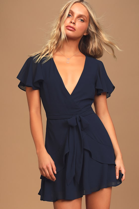 Sweet Like You Navy Ruffled Mini Dress #Color_Navy