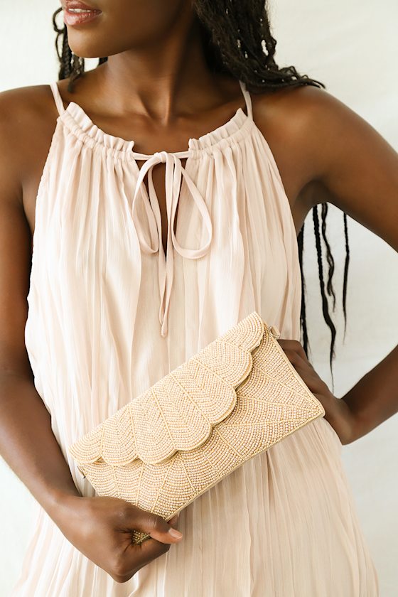 Junipero Champagne Beaded Clutch #Color_Champagne