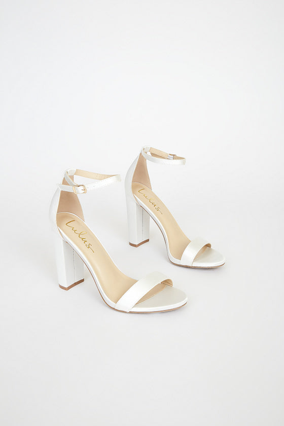 Taylor Ivory Satin Ankle Strap Heels #Color_Ivory