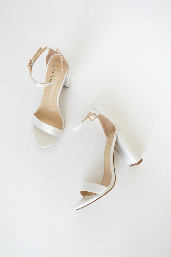 Taylor Ivory Satin Ankle Strap Heels #Color_Ivory