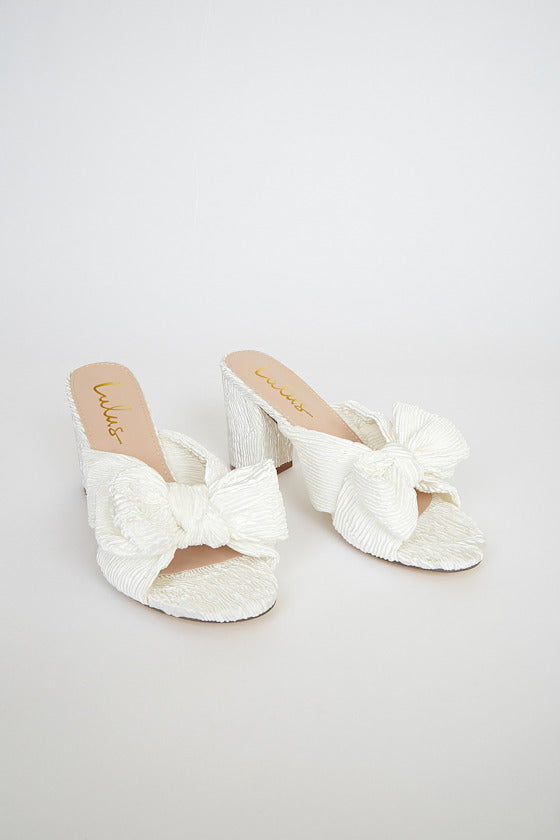 Dorothea Ivory Knotted High Heel Sandals #Color_Ivory