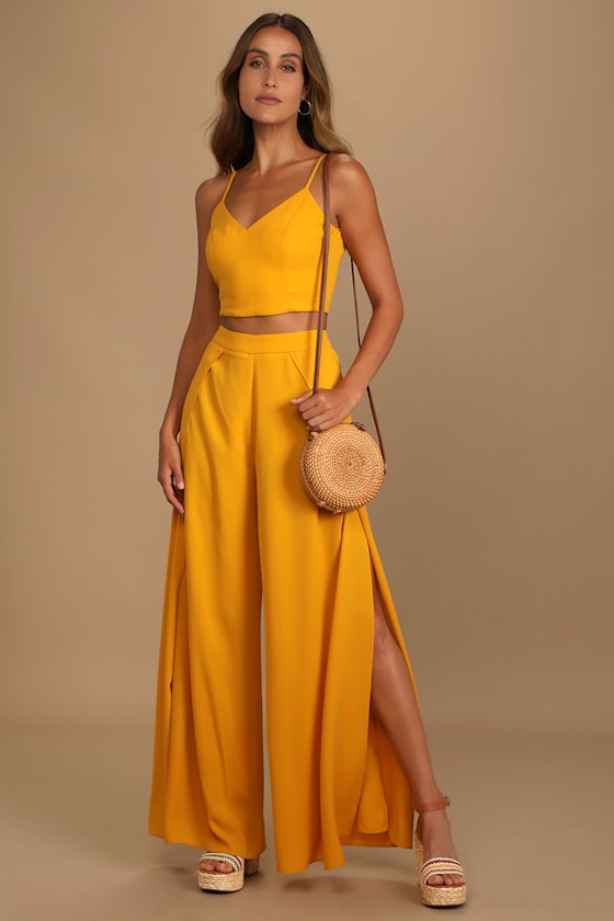 Out Tonight Sage Green Two-Piece Jumpsuit #Color_Mustard Yellow