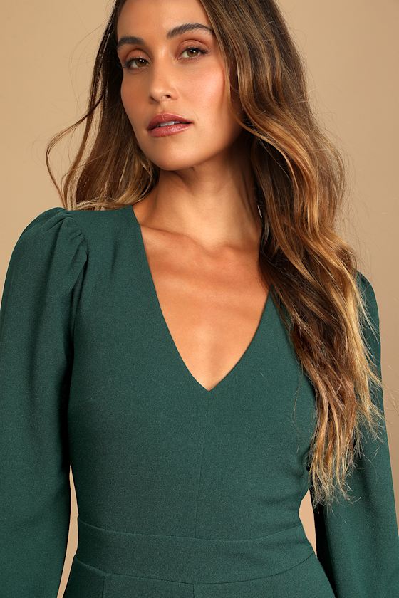 Celebrating Romance Emerald Green Long Sleeve Wide-Leg Jumpsuit #Color_Emerald Green