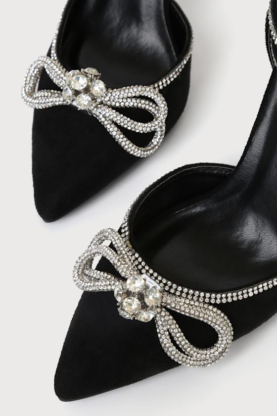 Lullie Silver Vinyl Rhinestone Ankle Strap Pointed-Toe Pumps