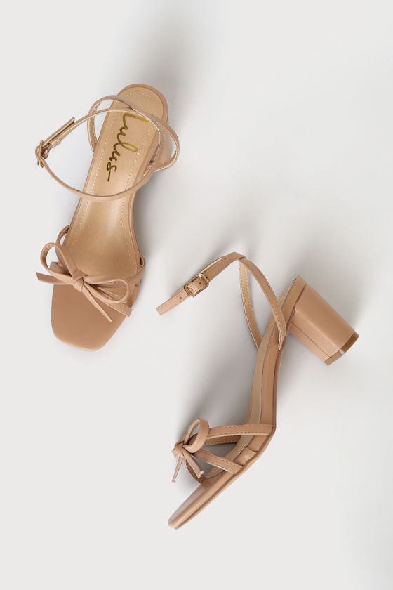 Rezzy White Bow Ankle Strap High Heel Sandals