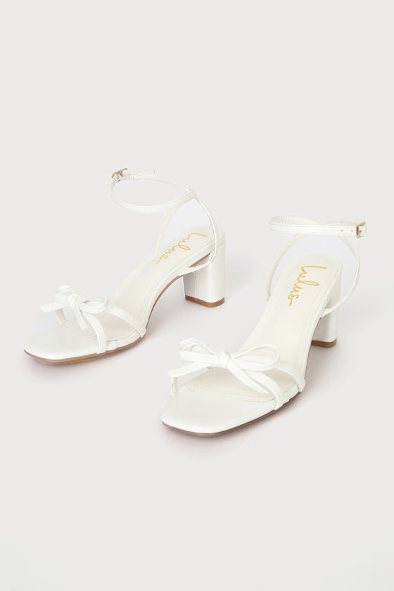 Rezzy Pink Satin Bow Ankle Strap High Heel Sandals