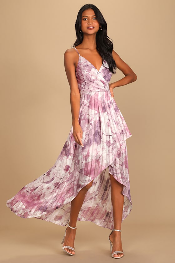 An Enchanting Dream Purple Multi Print High-Low Maxi Dress #Color_Purple Multi Print