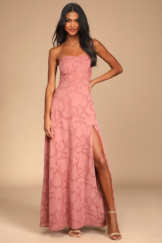 Garden of Romance Light Yellow Burnout Maxi Dress #Color_Rusty Rose