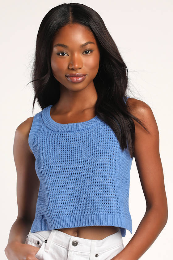 Get the Look Black Loose Knit Sweater Tank Top