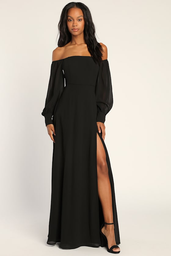 Feel the Romance Burgundy Off-the-Shoulder Maxi Dress