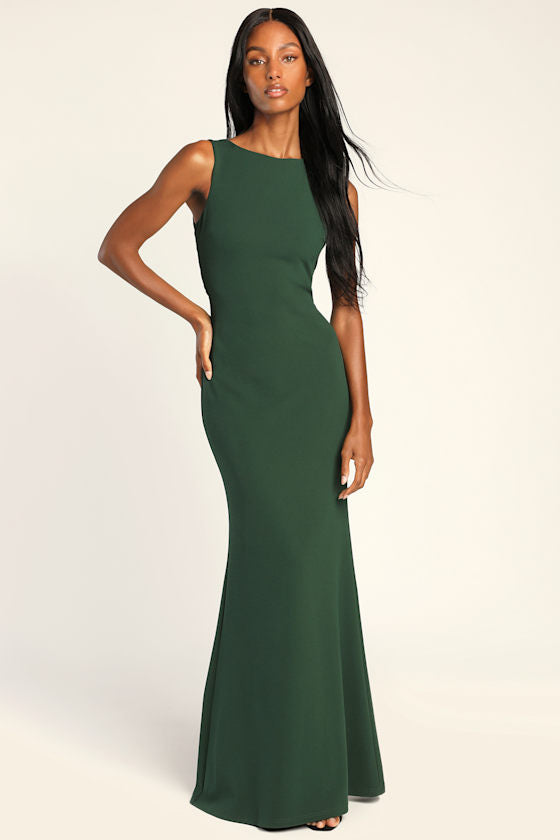 Love In Your Eyes Hunter Green Knotted Mermaid Maxi Dress #Color_Hunter Green