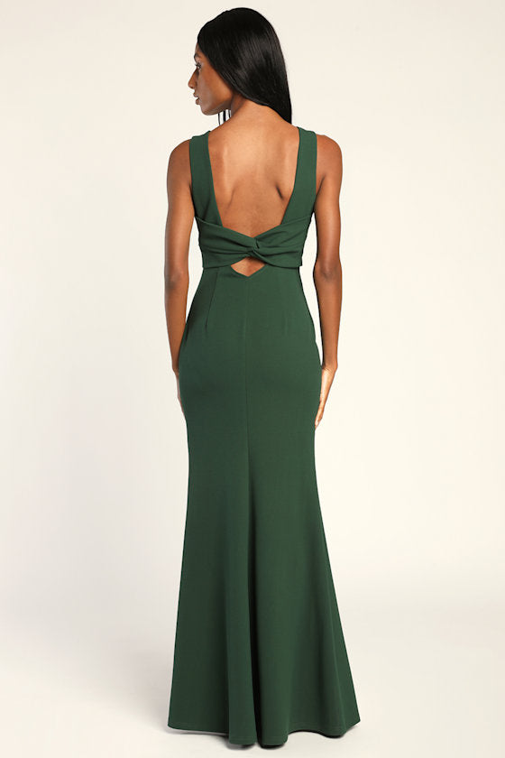Love In Your Eyes Wine Red Knotted Mermaid Maxi Dress