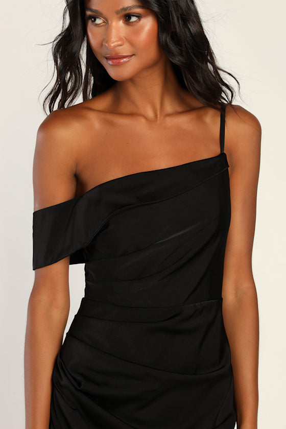 Showing Off a Little Dark Green Asymmetrical Tulip Midi Dress