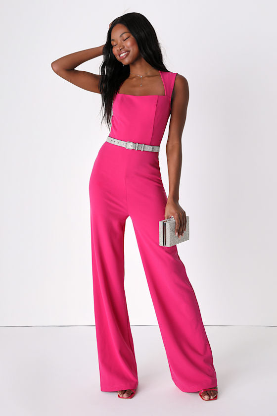 Enticing Endeavors Black Jumpsuit #Color_Hot Pink