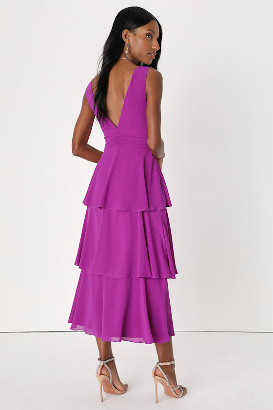 Celebration Time Emerald Green Sleeveless Tiered Midi Dress